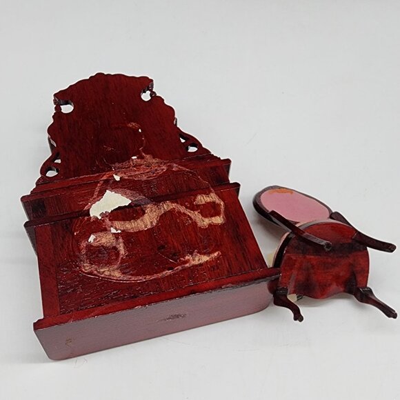 Antique Style Miniature Dollhouse Furniture Hutch Chair & Accessories - Picture 9 of 10